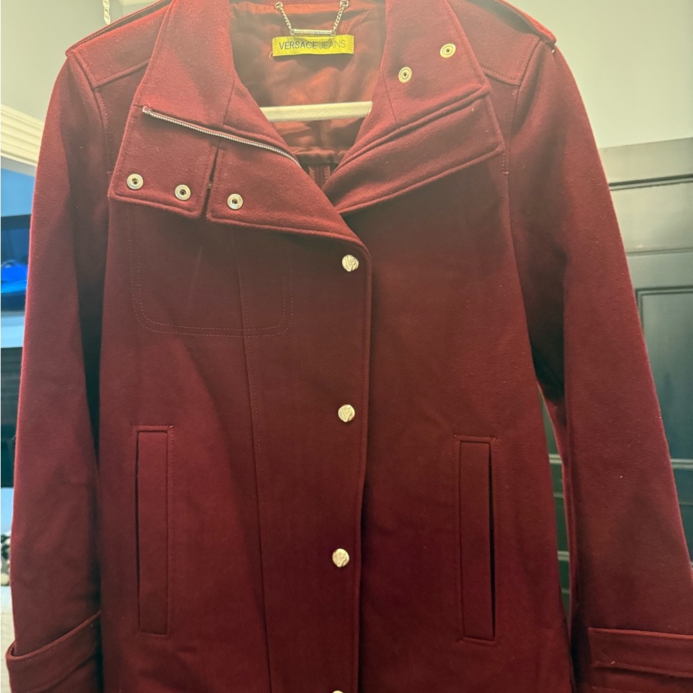 Versace Jeans Collection Deep Red Wool Coat